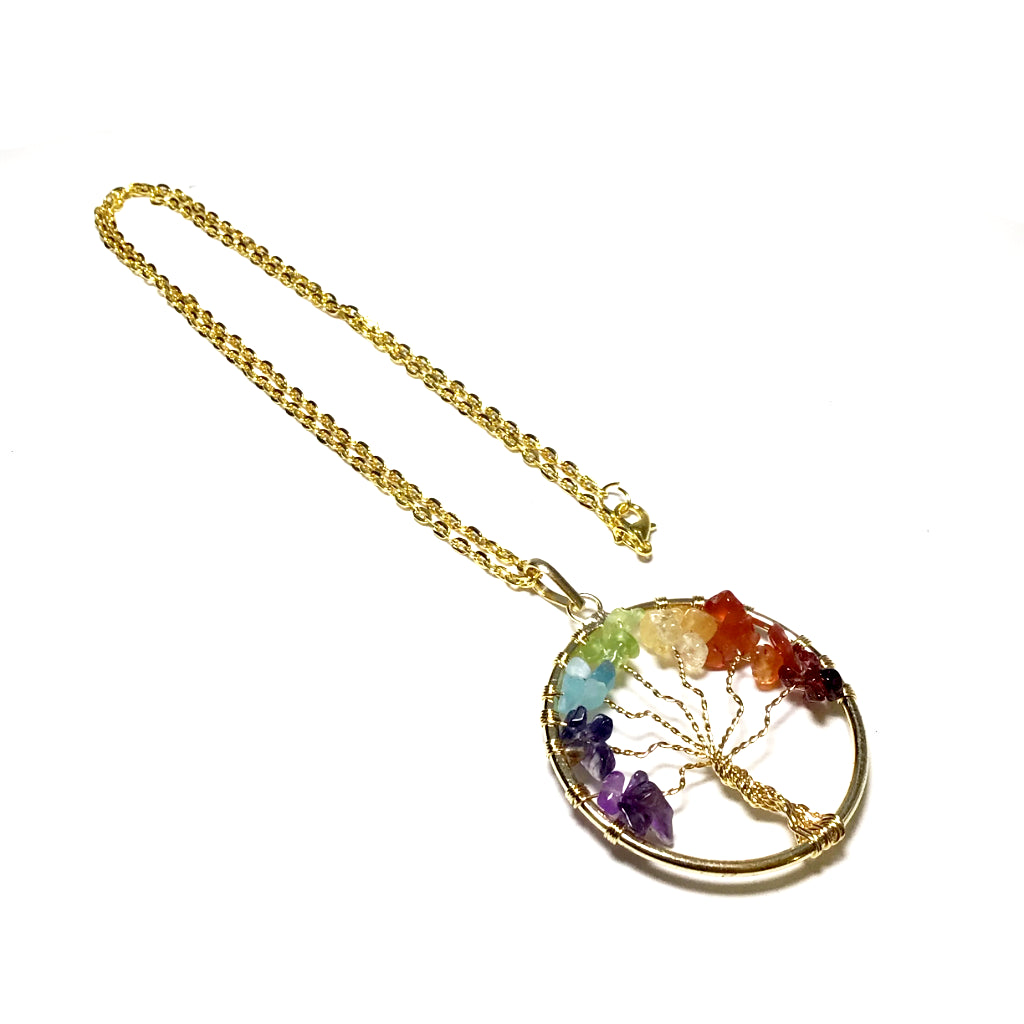 Tree of Life Necklace with Chakra Beads - Rocks and Gems Canada