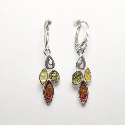 Mixed Amber Dangle Earrings