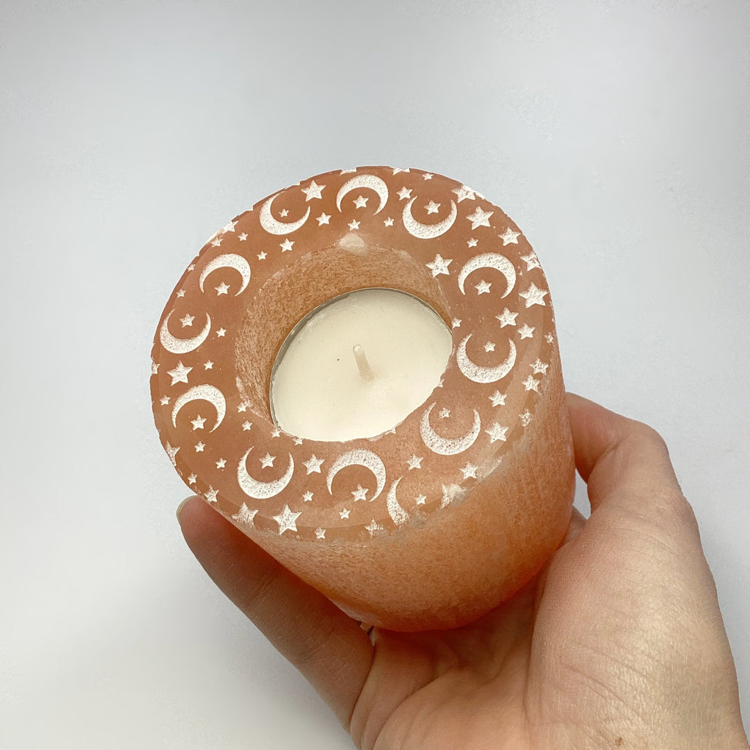 Selenite Candle Holder - Rocks and Gems Canada
