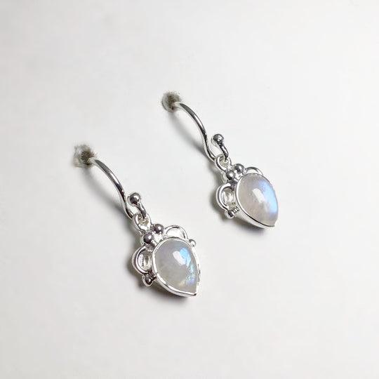 Rainbow Moonstone Dangle Earrings - Rocks and Gems Canada