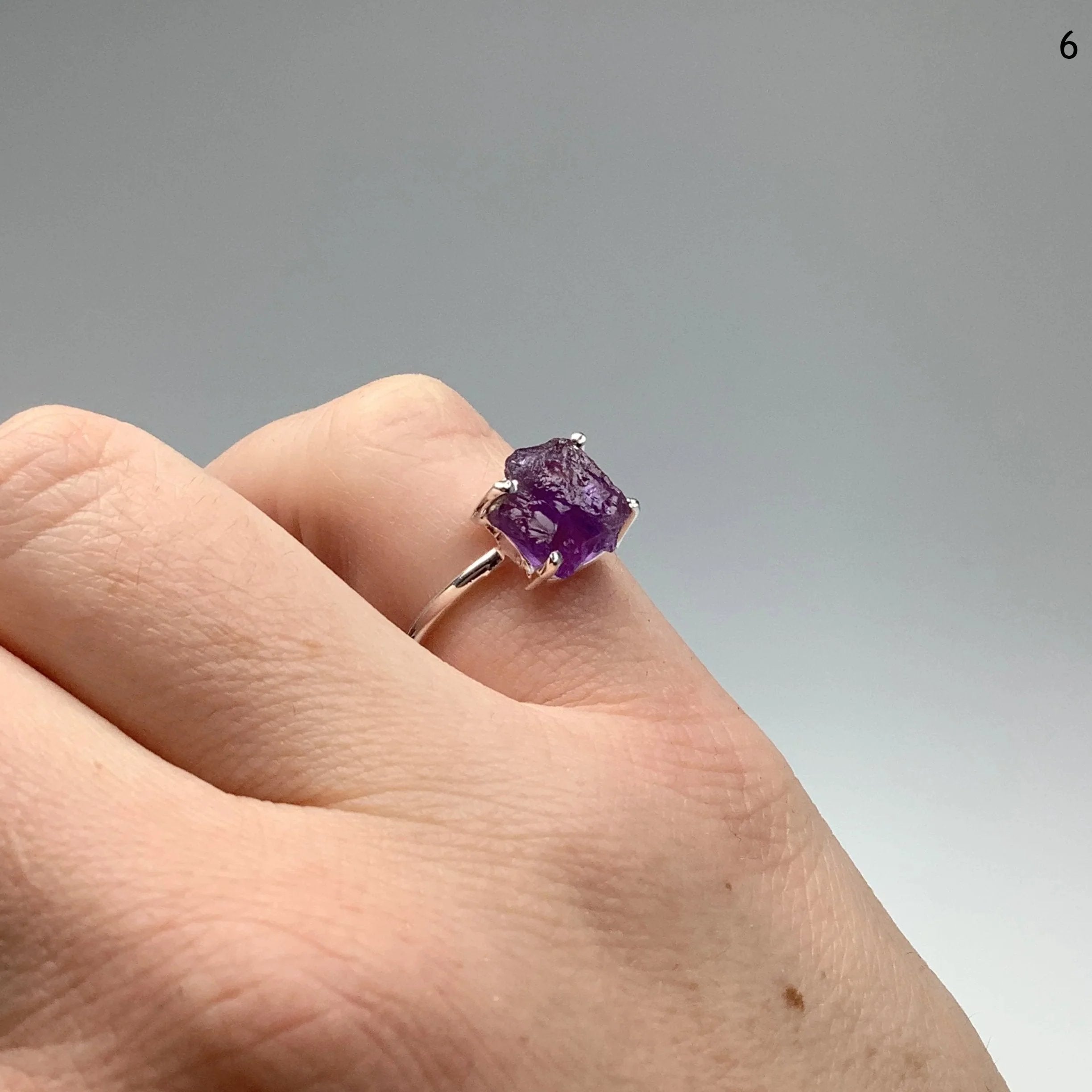 Rough cut amethyst ring sales