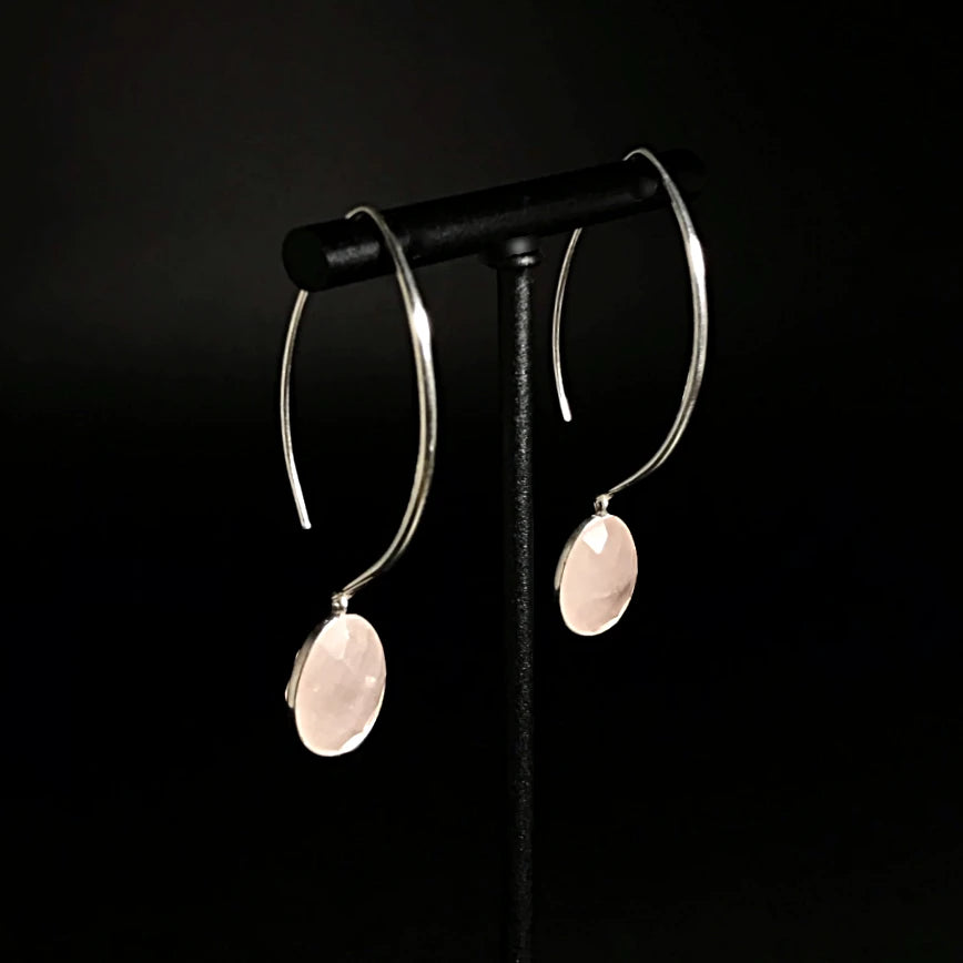 Rose Quartz Faceted Dangle Earrings - Rocks and Gems Canada