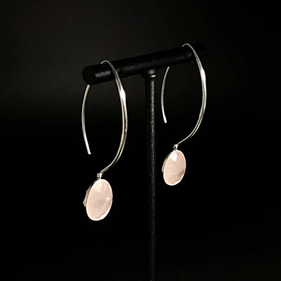 Rose Quartz Faceted Dangle Earrings