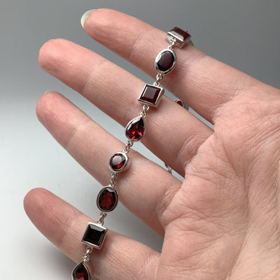 Garnet Sterling Silver Bracelet