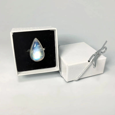 Rainbow Moonstone Ring - Size 8