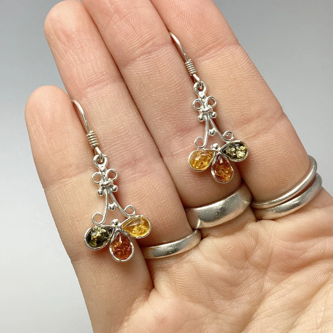 Mixed Amber Dangle Earrings - Rocks and Gems Canada