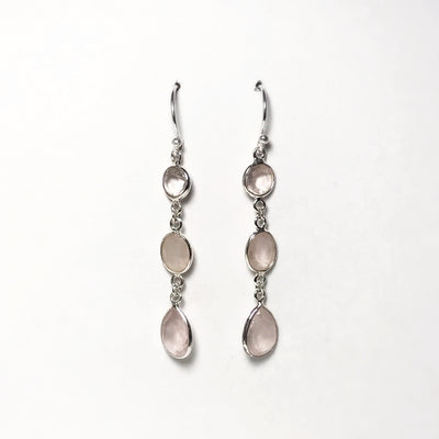 Rose Quartz Faceted Dangle Earrings