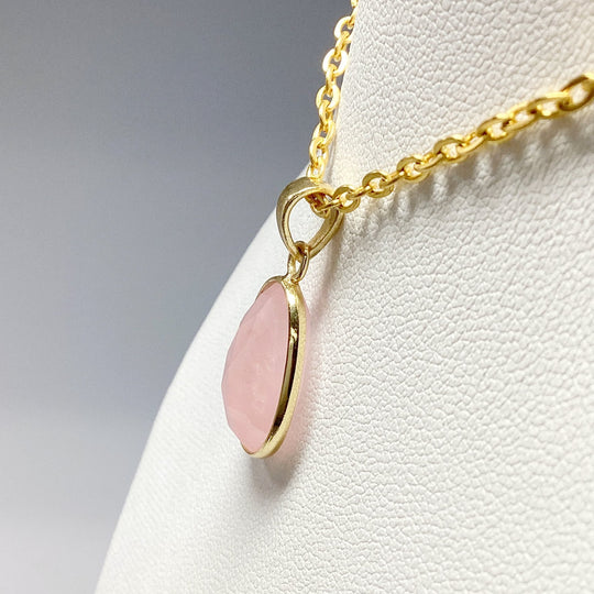 Rose Quartz Gold Finish Pendant - Rocks and Gems Canada