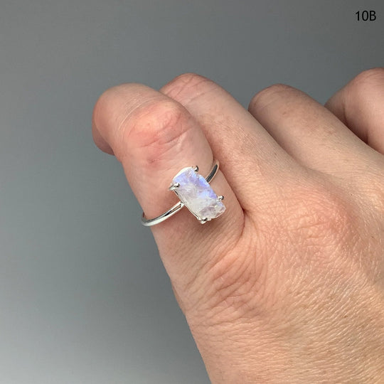 Raw Rainbow Moonstone Ring - Rocks and Gems Canada