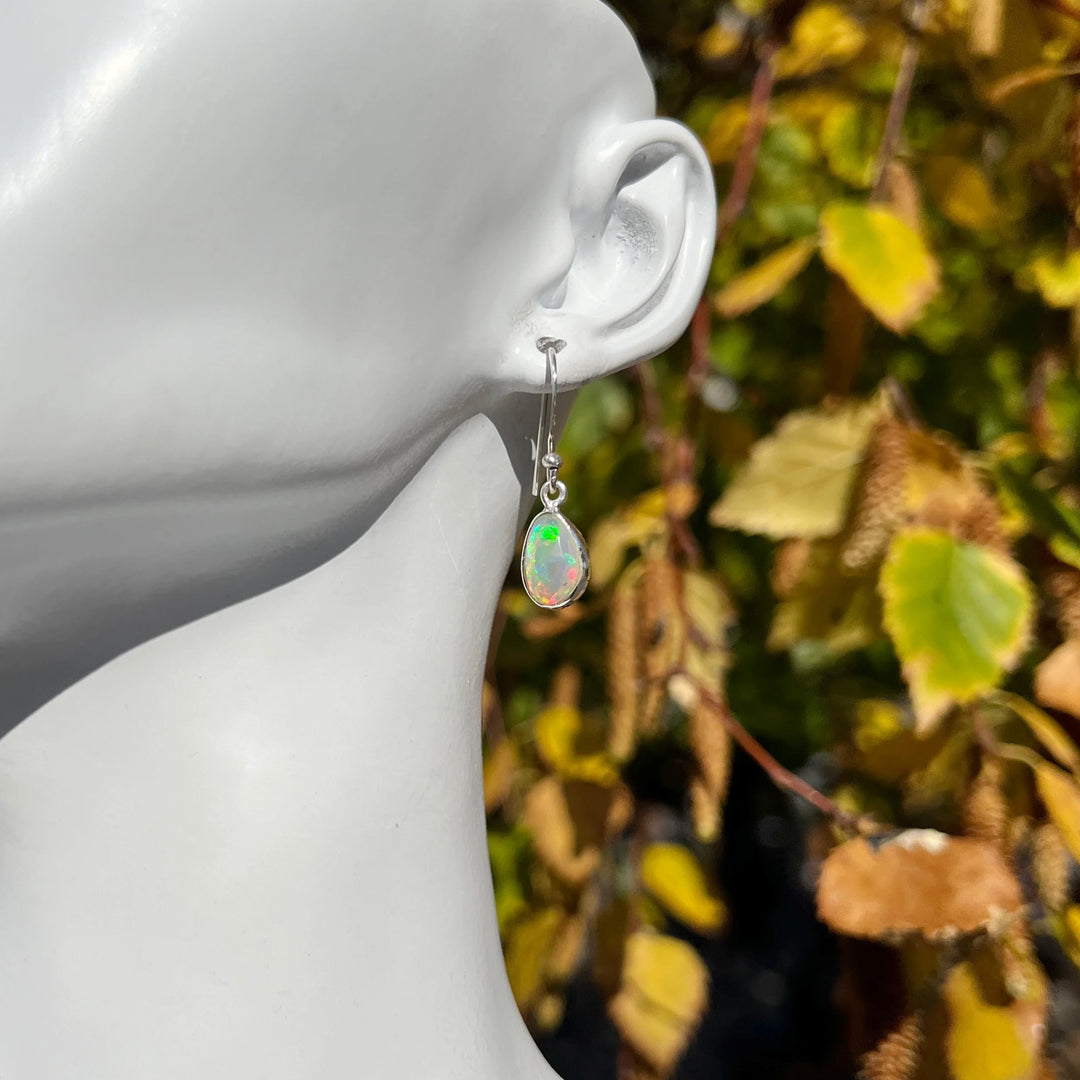 Ethiopian Fire Opal Freeform Faceted Dangle Earrings - Rocks and Gems Canada