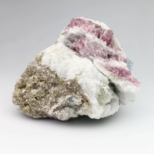 Pink Tourmaline with Aquamarine in Matrix - Rocks and Gems Canada