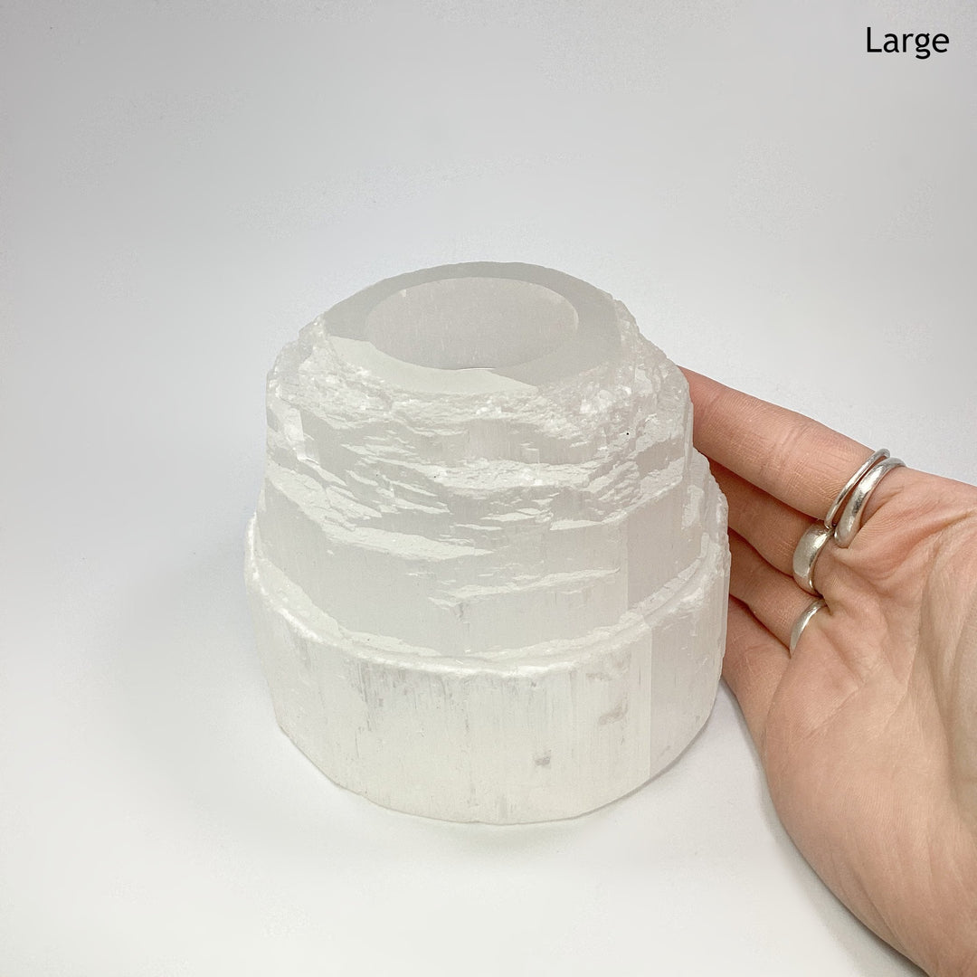 Selenite Candle Holder - Rocks and Gems Canada