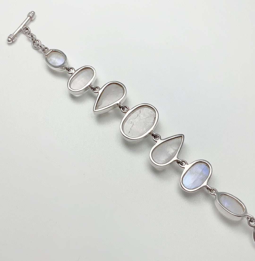 Rainbow Moonstone Sterling Silver Bracelet - Rocks and Gems Canada