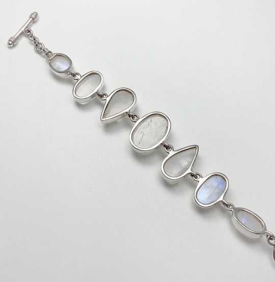 Rainbow Moonstone Sterling Silver Bracelet - Rocks and Gems Canada