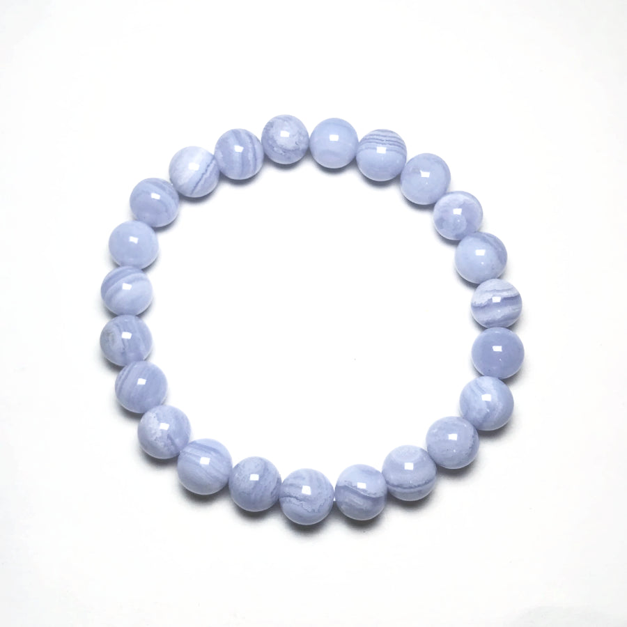 Blue Lace Agate Beaded Bracelet - Rocks and Gems Canada