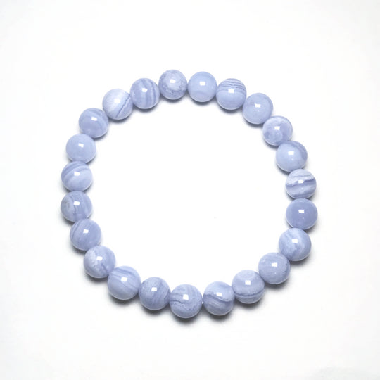 Blue Lace Agate Beaded Bracelet - Rocks and Gems Canada