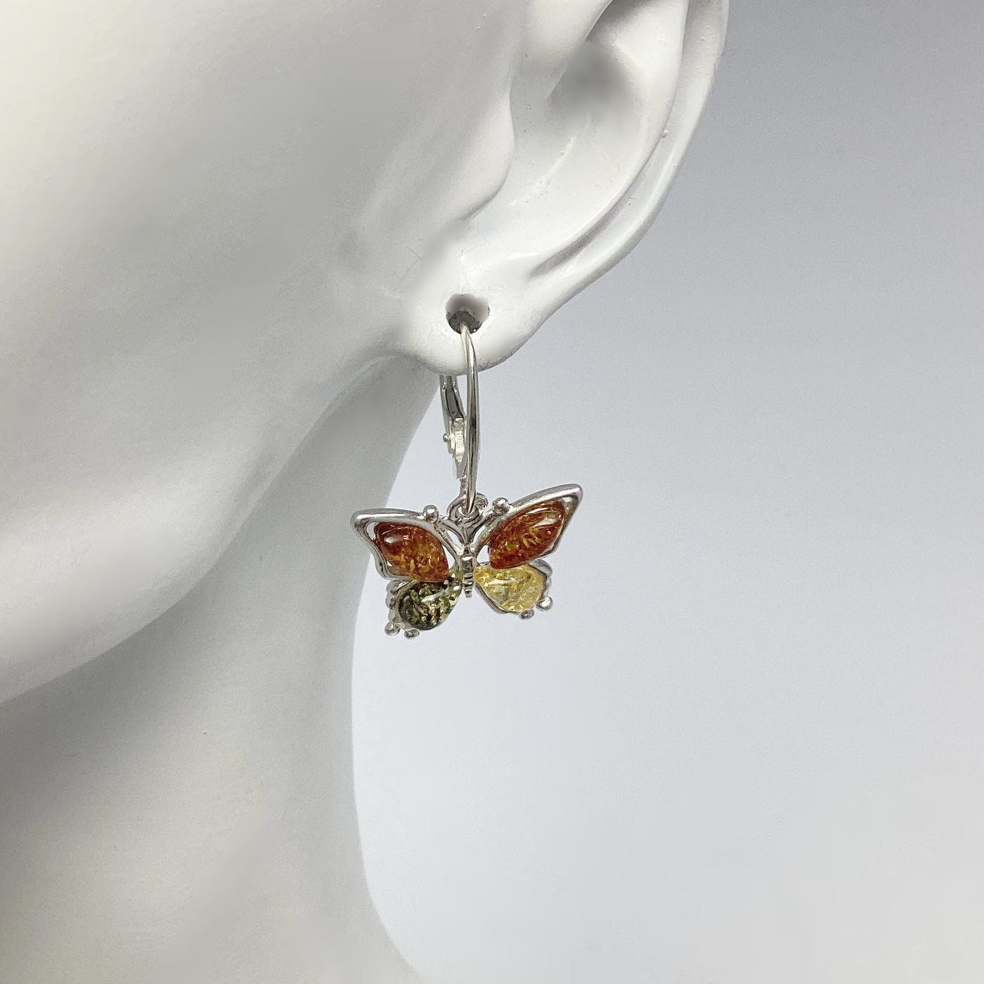 Mixed Amber Butterfly Dangle Earrings