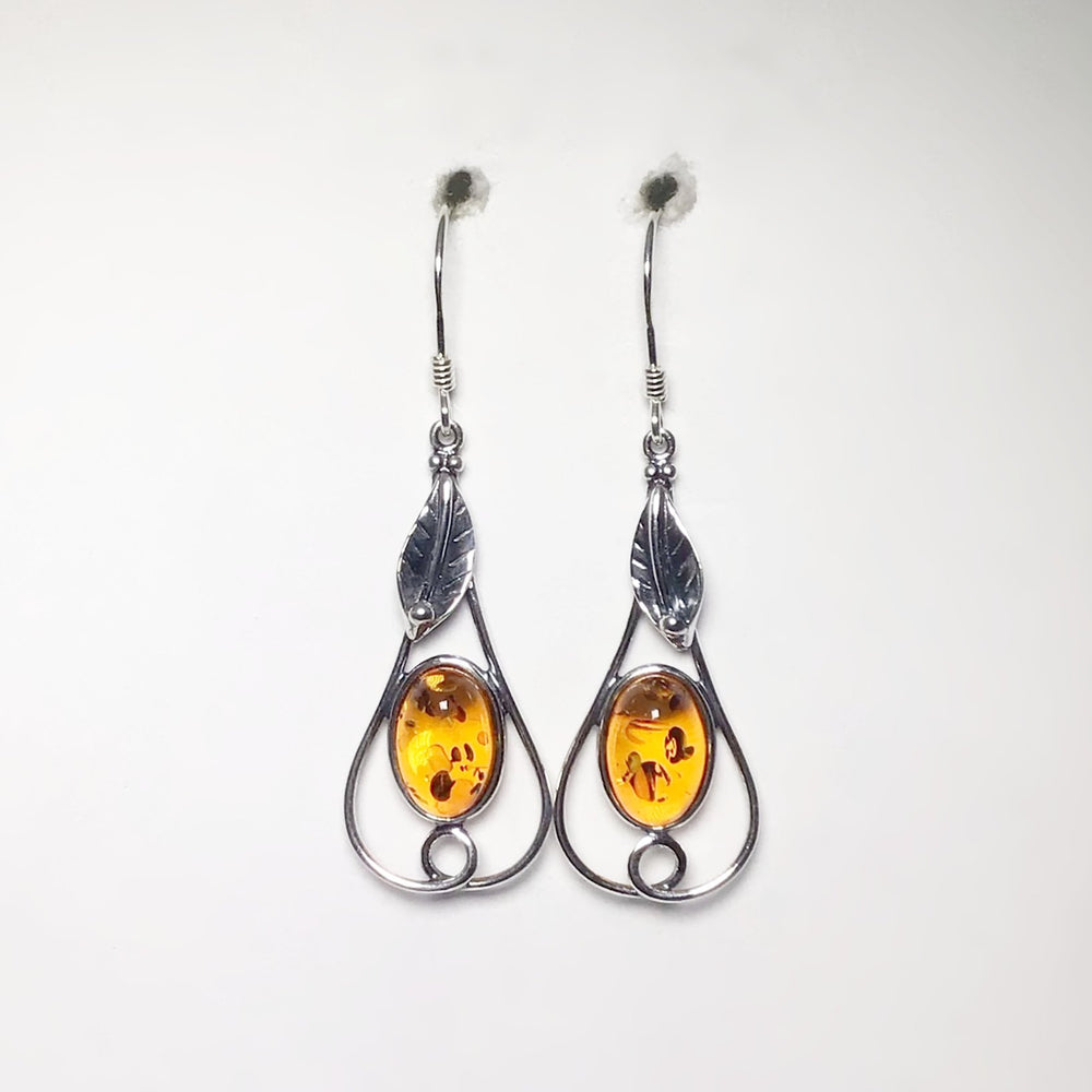 Cognac Amber Dangle Earrings - Rocks and Gems Canada