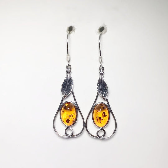 Cognac Amber Dangle Earrings - Rocks and Gems Canada