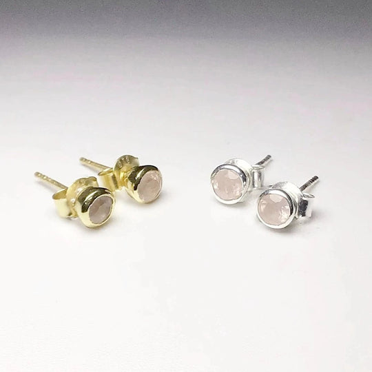 Rose Quartz Stud Earrings - Rocks and Gems Canada