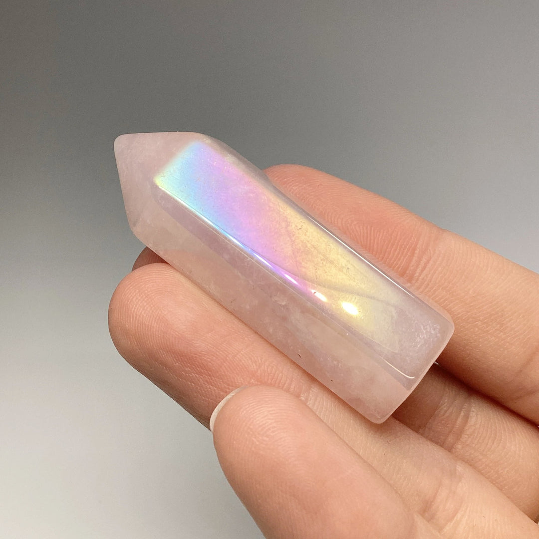Polished Opalescent Rose Quartz Point - Rocks and Gems Canada
