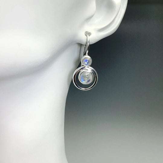 Rainbow Moonstone Dangle Earrings - Rocks and Gems Canada