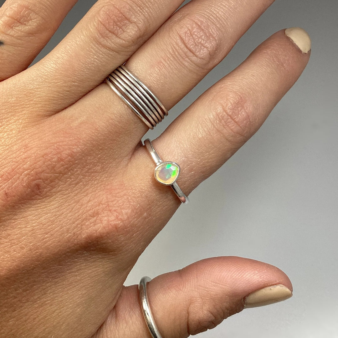 Faceted Ethiopian Fire Opal Ring - Rocks and Gems Canada