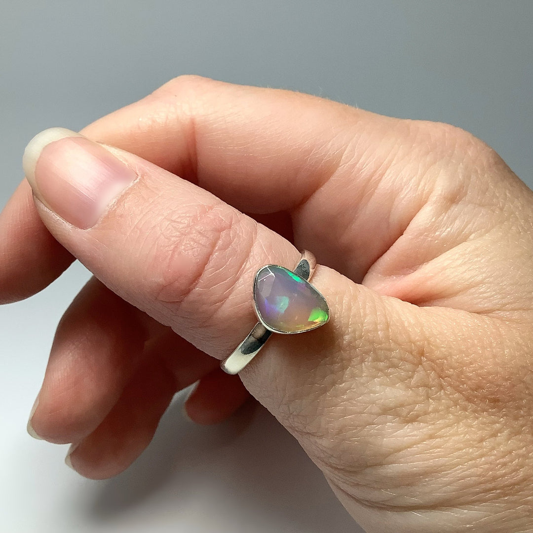 Faceted Ethiopian Fire Opal Ring - Rocks and Gems Canada