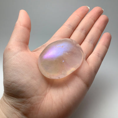 Opalescent Rose Quartz Palm Stone