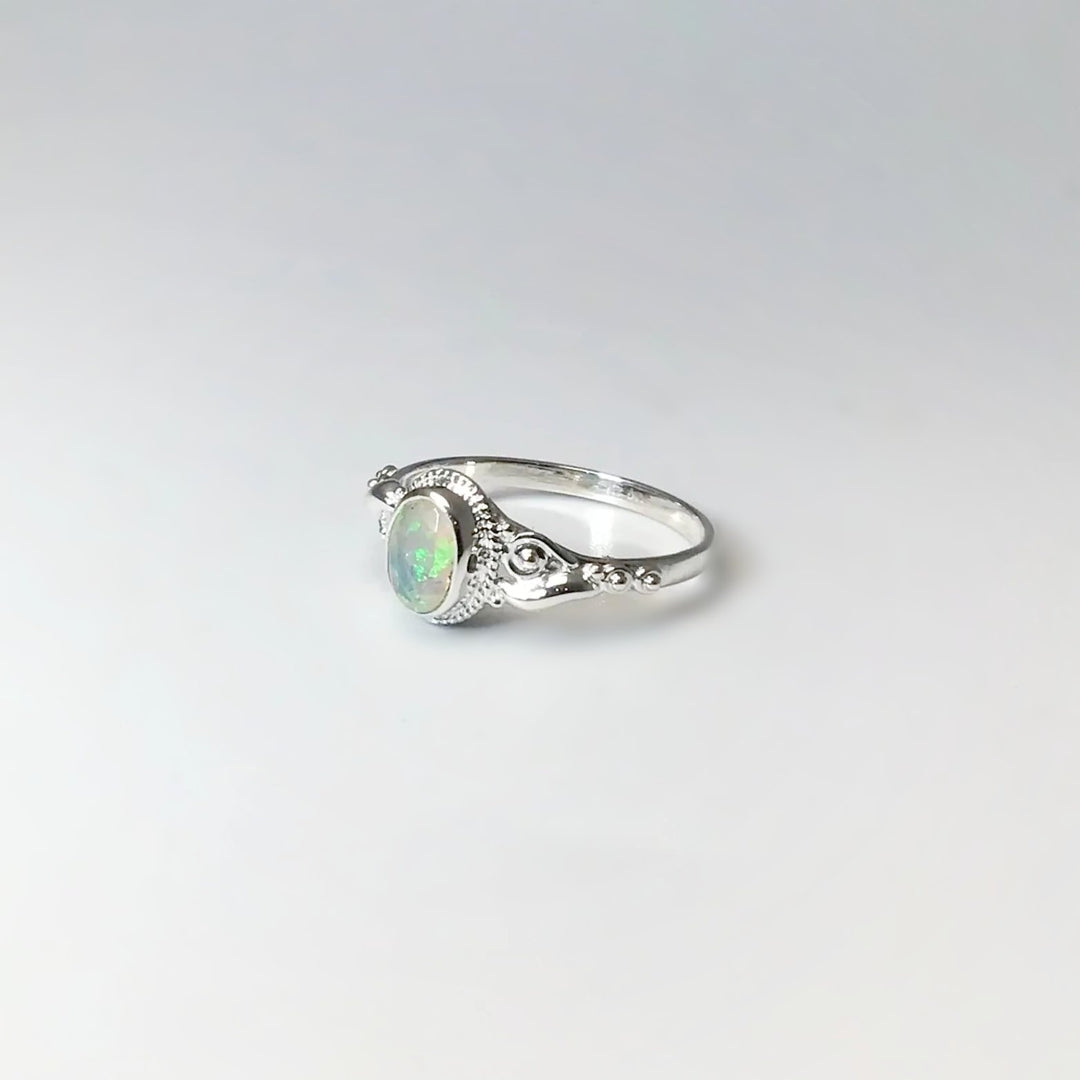 Faceted Ethiopian Fire Opal Ring - Rocks and Gems Canada