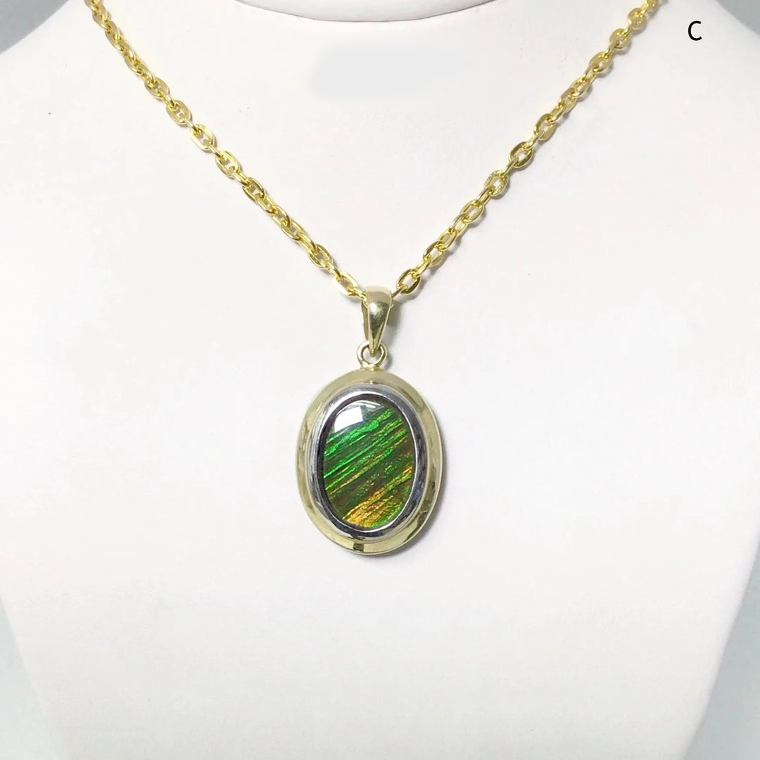 Alberta Ammolite 14K Gold Pendant - Rocks and Gems Canada