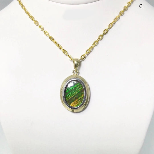 Alberta Ammolite 14K Gold Pendant - Rocks and Gems Canada
