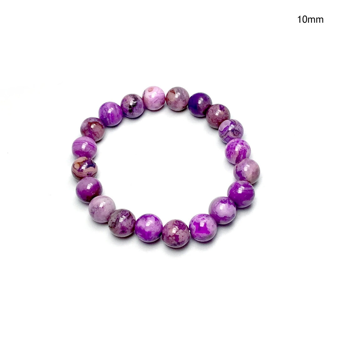 Purple Crazy Lace Agate Beaded Bracelet - Rocks and Gems Canada