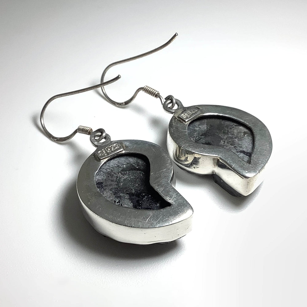 Black Goniatite Ammonite Dangle Earrings - Rocks and Gems Canada