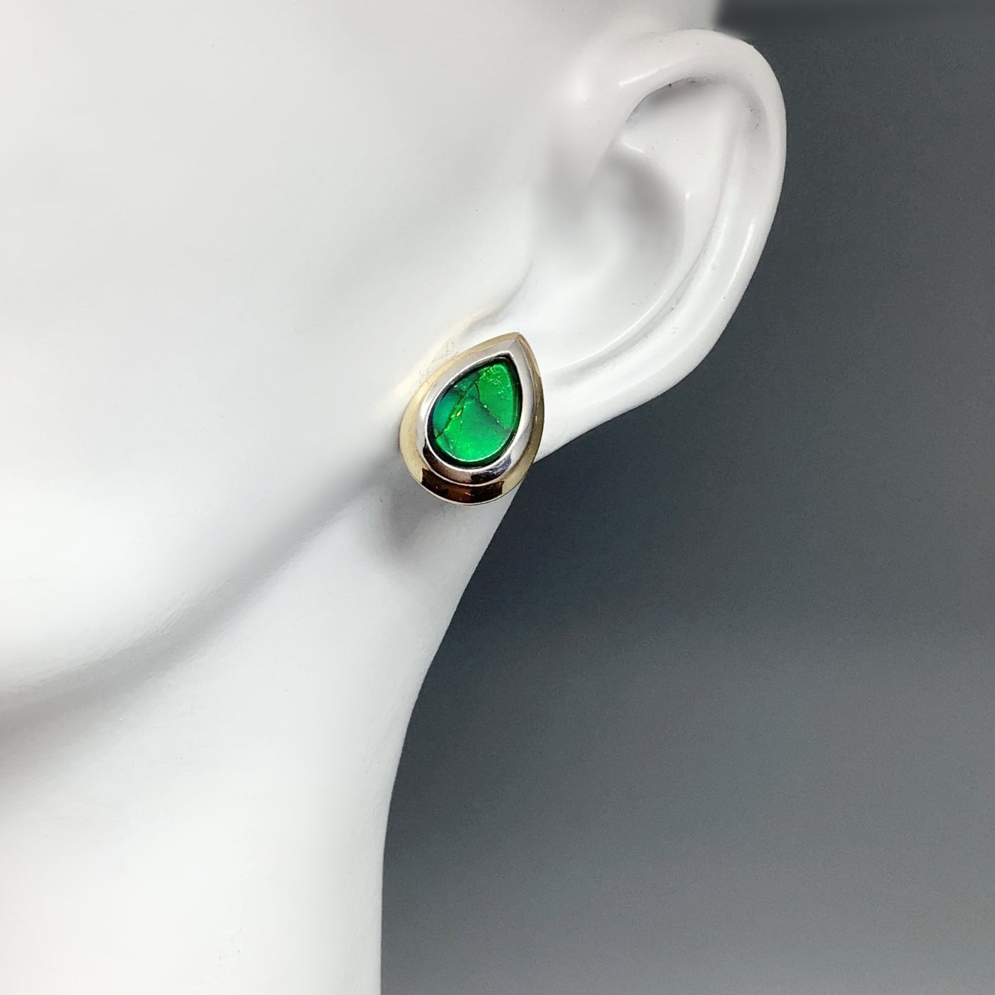 Alberta Ammolite 14K Gold and White Gold Stud Earrings