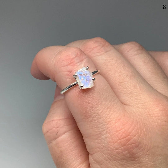 Raw Rainbow Moonstone Ring - Rocks and Gems Canada