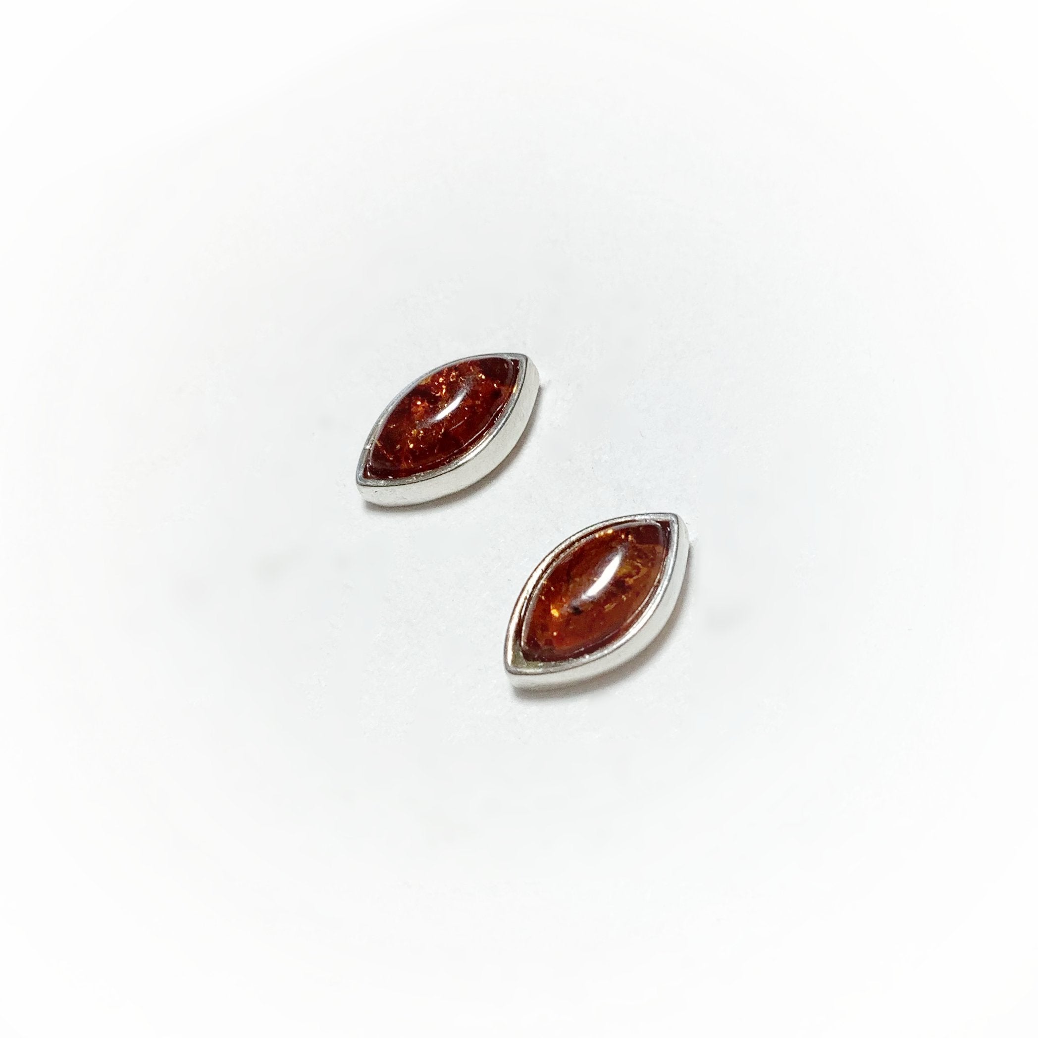 Cognac Amber Stud Earrings - Rocks and Gems Canada