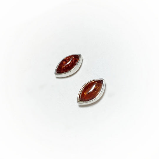 Cognac Amber Stud Earrings - Rocks and Gems Canada