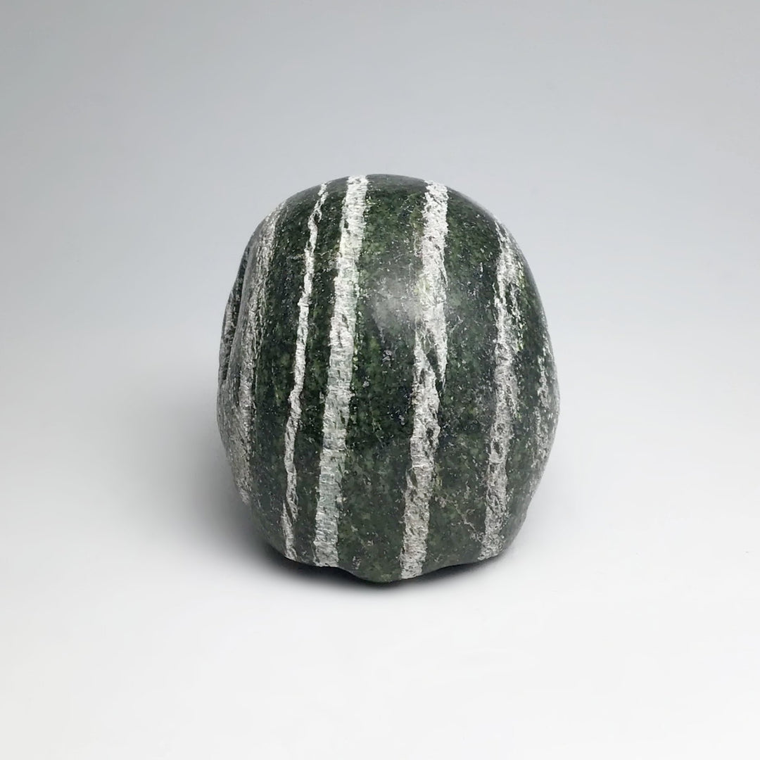 Carved Green Zebra Jasper Skull - Rocks and Gems Canada