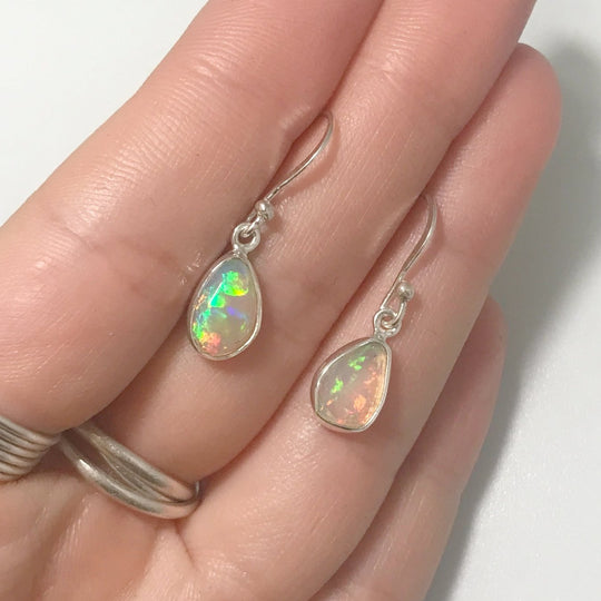 Ethiopian Fire Opal Freeform Faceted Dangle Earrings - Rocks and Gems Canada