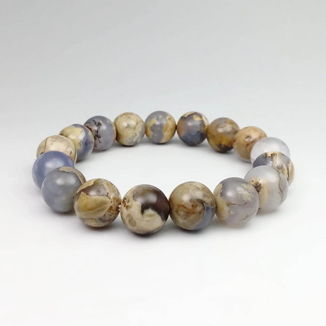 Chalcedony Beaded Bracelet - 12mm - High Quality - Rocks and Gems Canada