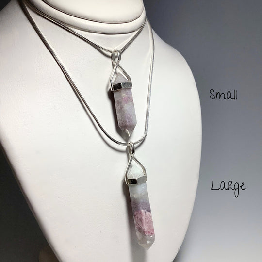 Quartz with Pink Tourmaline Double Terminated Point Pendant - Rocks and Gems Canada