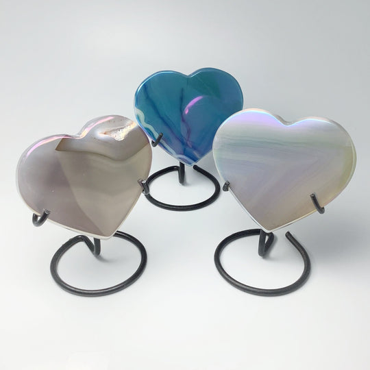 Rainbow Agate Heart on Stand - Rocks and Gems Canada