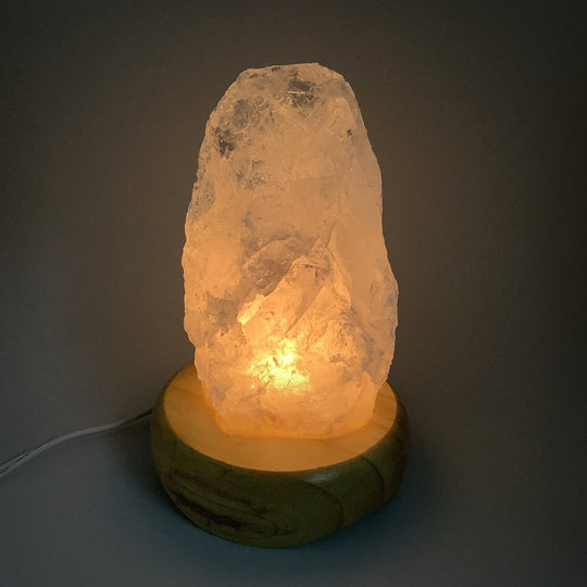 Quartz Lamp with Wooden Base - Rocks and Gems Canada