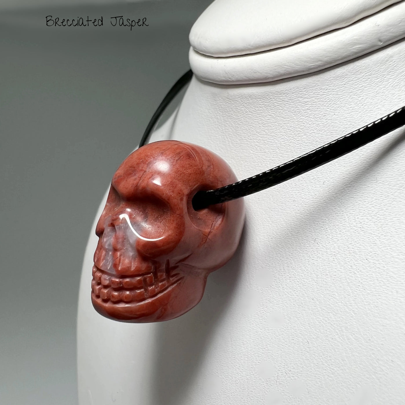 Hand Carved Stone Skull Drilled Pendant