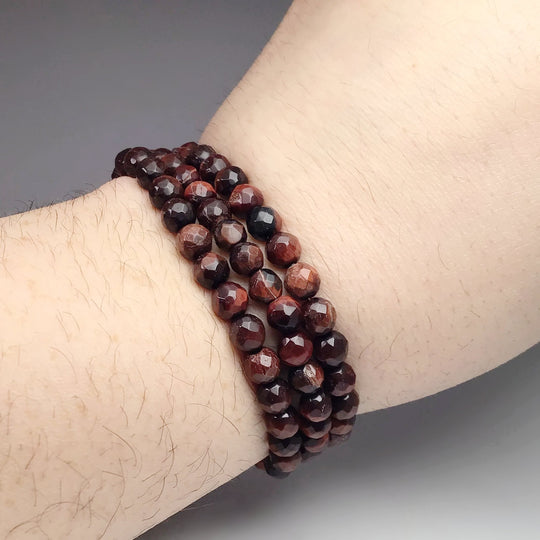 Red Tiger Eye Faceted Beaded Bracelet - Rocks and Gems Canada