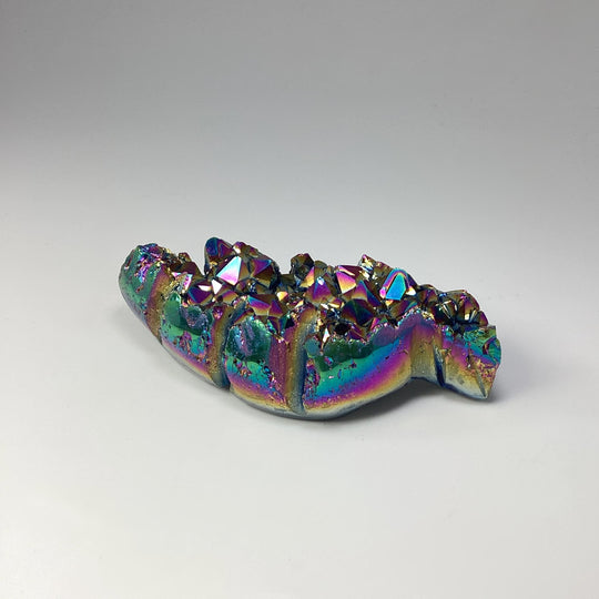Rainbow Amethyst Druze Cluster Leaf Carving - Rocks and Gems Canada