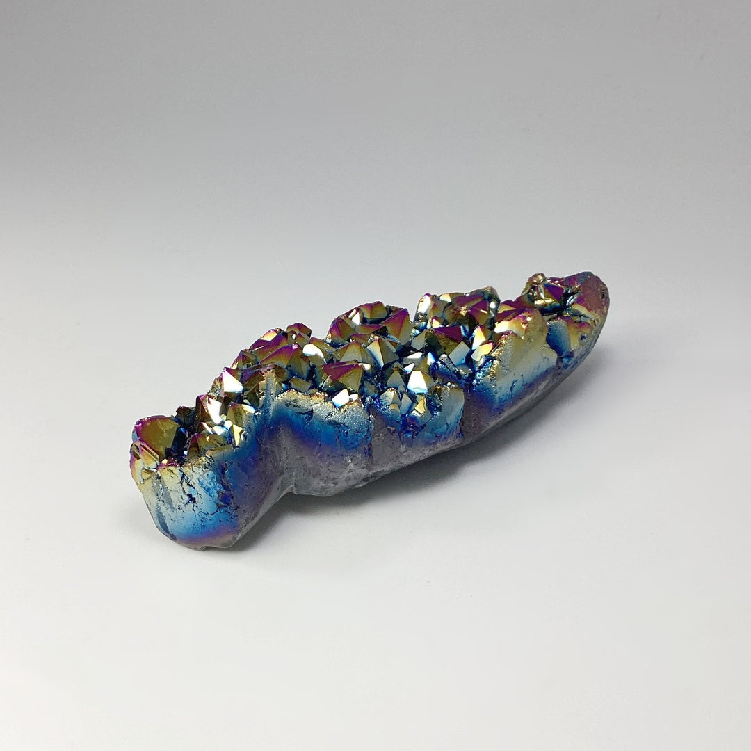 Rainbow Amethyst Druze Cluster Leaf Carving - Rocks and Gems Canada
