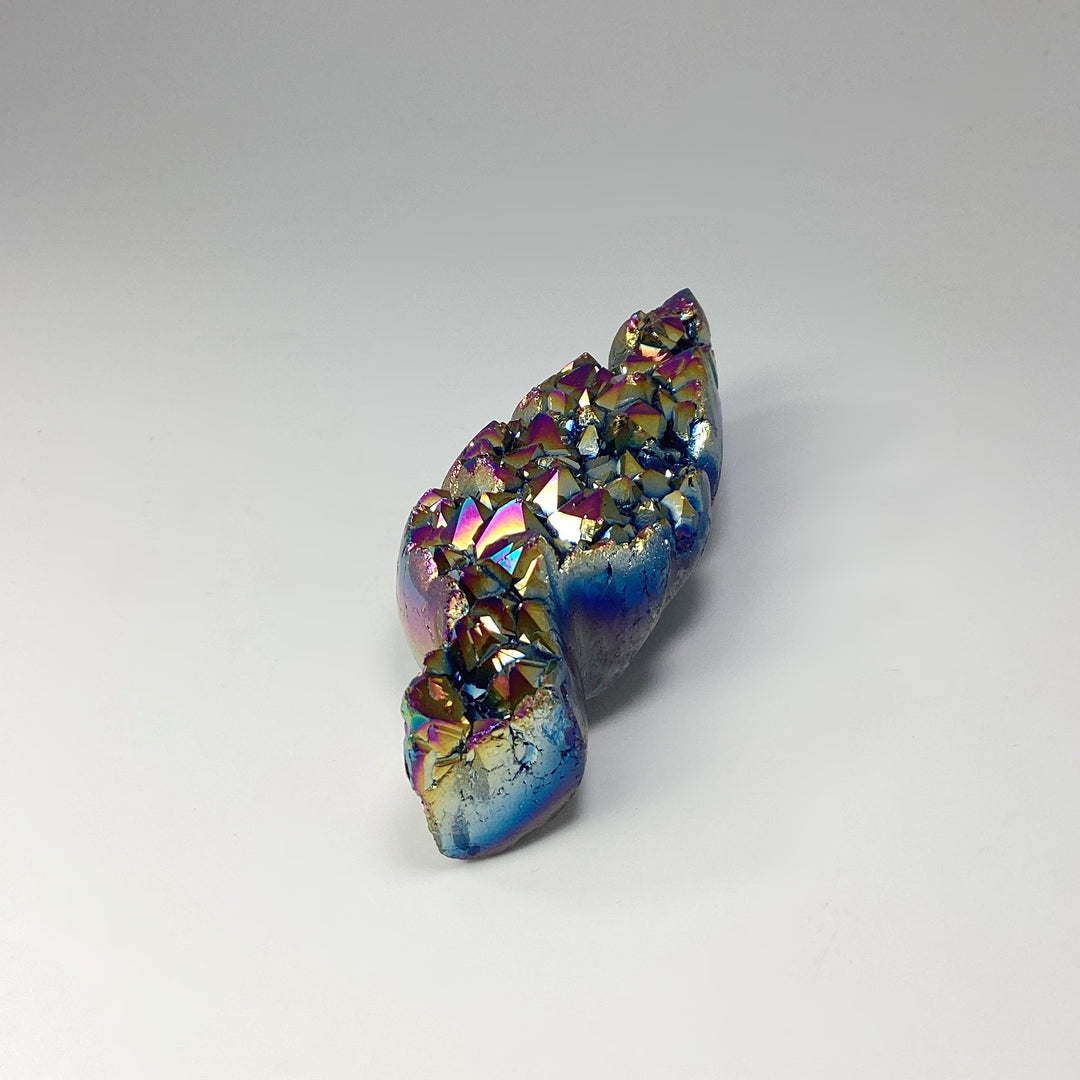Rainbow Amethyst Druze Cluster Leaf Carving - Rocks and Gems Canada