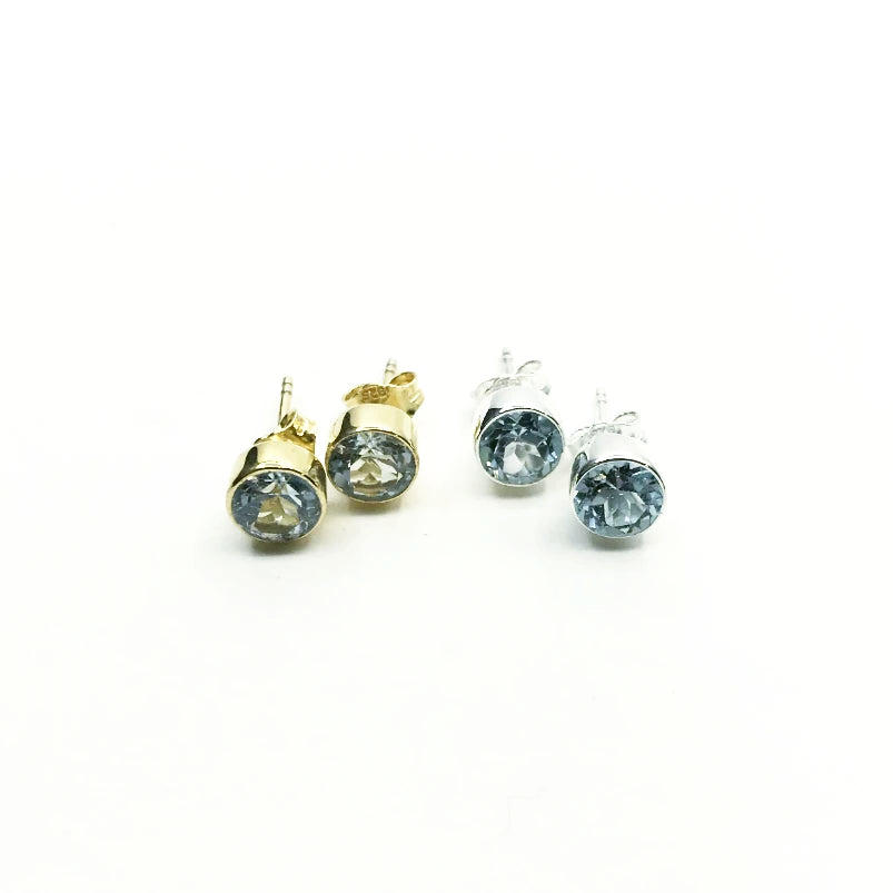 Blue Topaz Stud Earrings